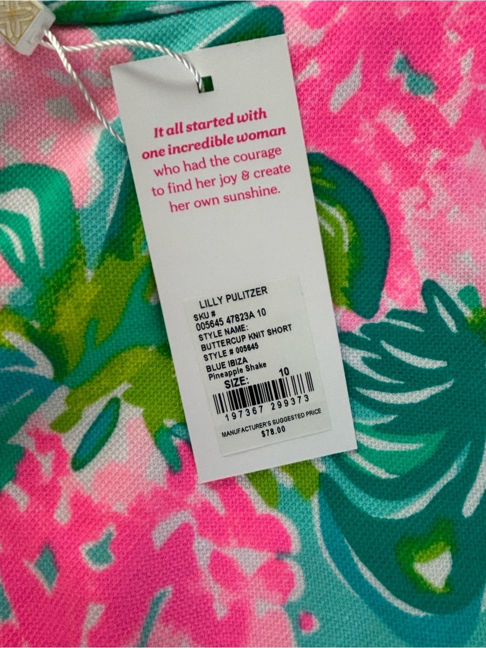 Lilly Pulitzer Pink & Turquoise Floral Scallop Hem Shorts - Picture 2 of 4